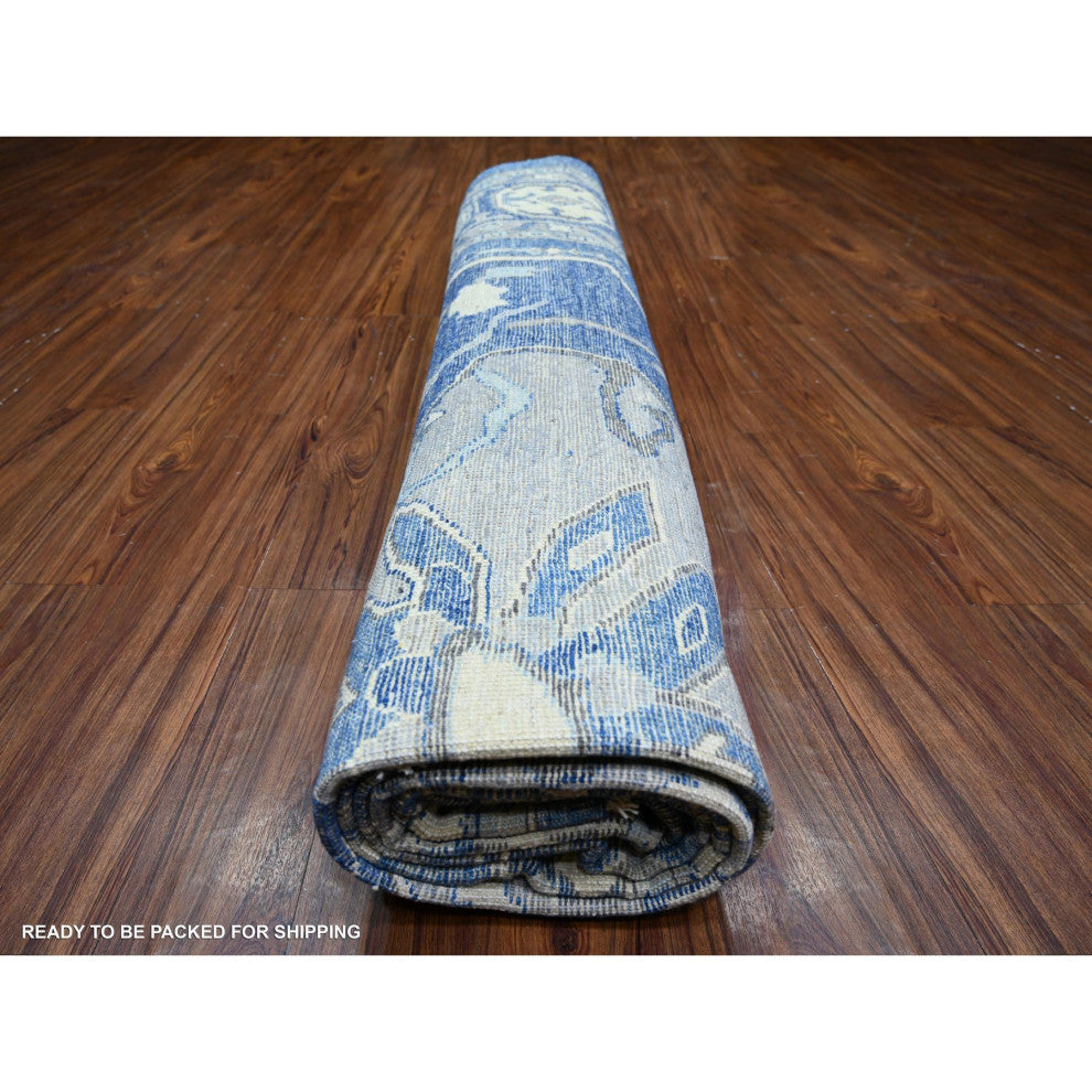 Blue Anatolian Village Inspired Soft Wool Hand Knotted Oversized Rug 11'9"x15'1"