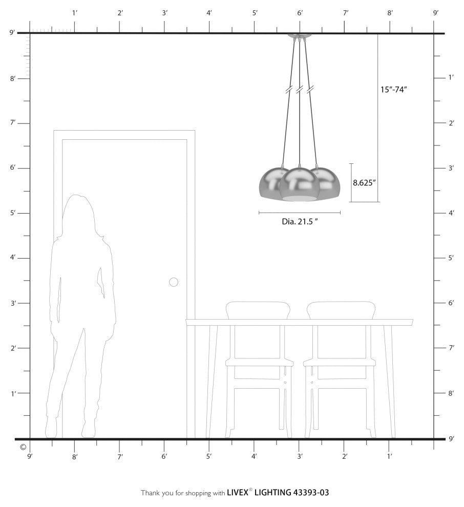 Livex Lighting 3 Light White Globe Pendant