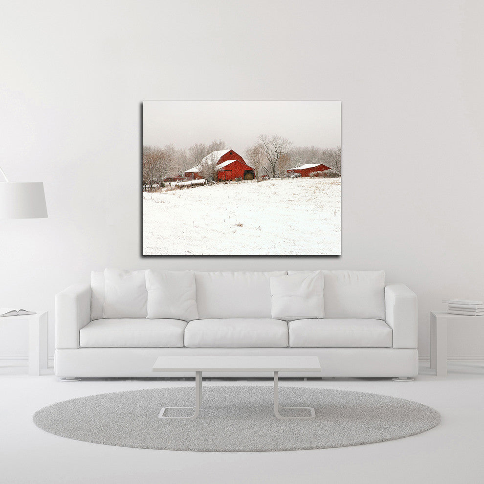 Union Co. Barn & Snow by David Hammond, Print on Canvas, 18" x 14"