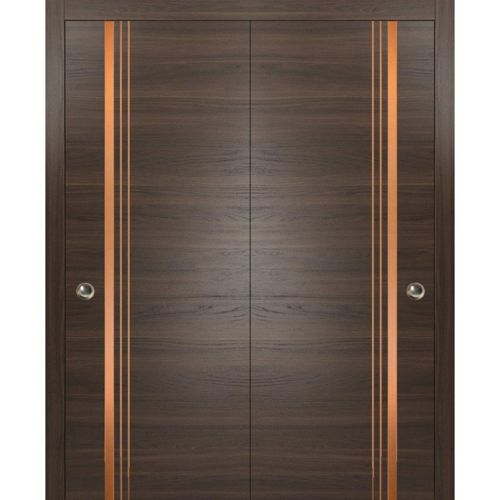 Bypass Doors 64 x 84 | Planum 1010 Chocolate Ash with  | Sturdy Rails