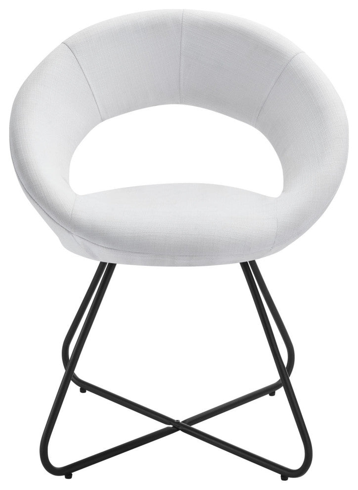 Dining Chair, Set of 2, White Black, Fabric, Modern, Cafe Bistro Hospitality
