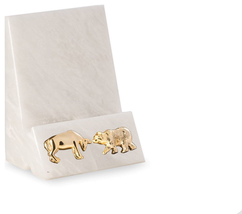 Bull and Bear White Marble Desktop Phone