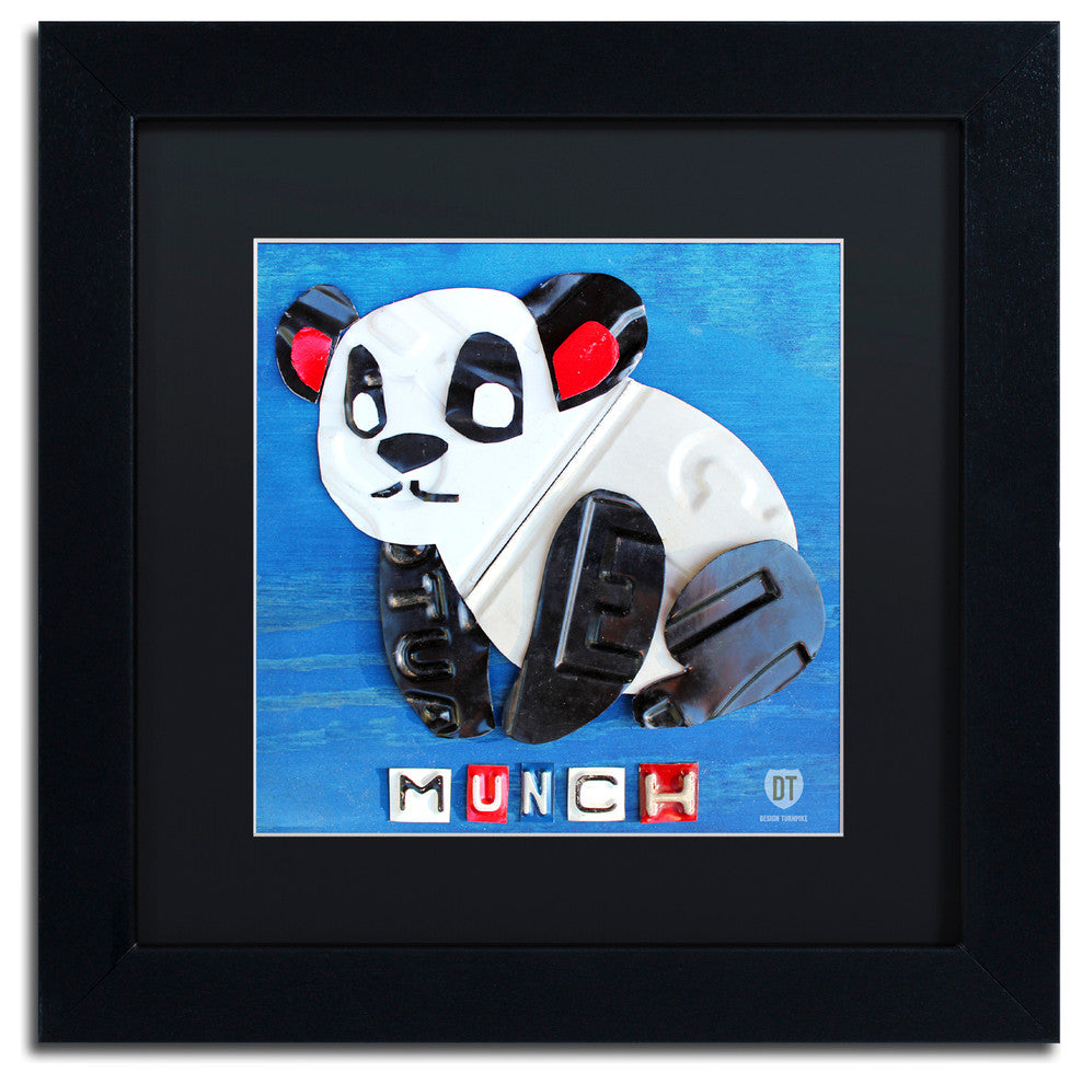 "Munch the Panda" Matted Framed Canvas Art by Design Turnpike