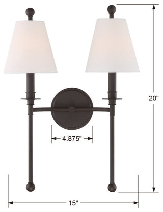 Riverdale 2 Light Dark Bronze Wall Mount