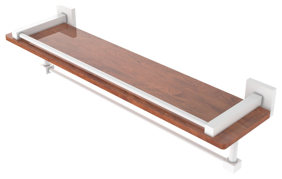 Montero 22" Wood Shelf with Gallery Rail and Towel Bar, Matte White