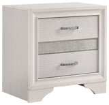 2 Drawers Wooden Nightstand, White