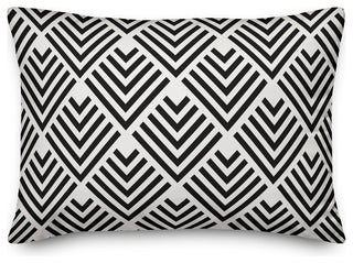 Black Geometric Arrow Outdoor Throw Pillow, 14"x20"