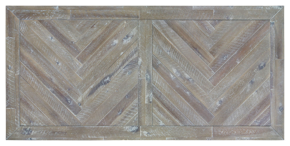 Modus Herringbone Solid Wood Two Drawer Coffee Table in Rustic Latte