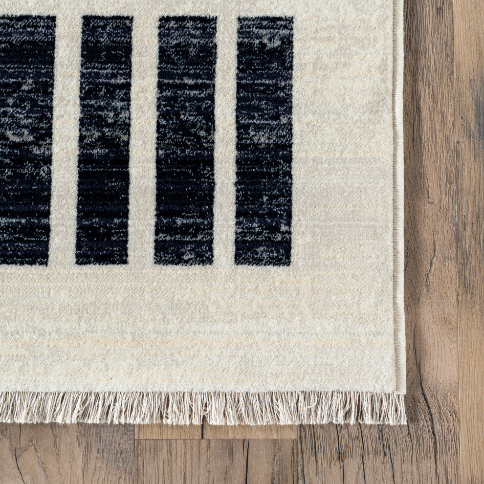 Nuloom Keeva Modern Striped Fringe Rug, Beige 8''10"x13''