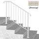 Wrought Iron Handrail Outdoor Stair Rail with Installation Kit, White, Fit 3-4 Steps