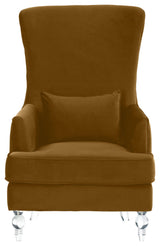 Aubree Chair With Acrylic Legs, Cognac