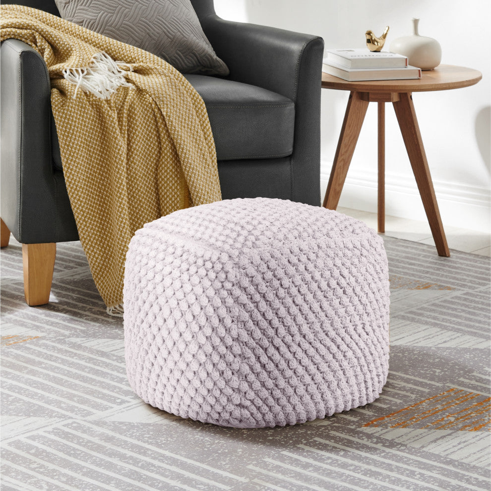 Loft Lyfe Theodora Ottoman, Hand Knitted, Cotton Yarn, Ivory