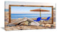 "Framed Beach with Chairs and Umbrella" Seashore Canvas Print