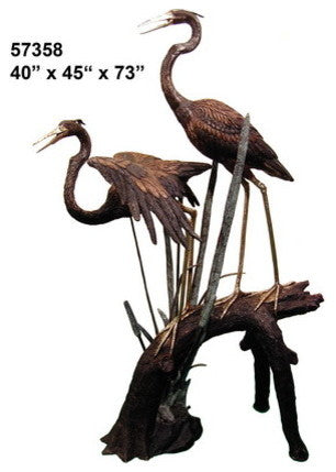 2 Herons Resting on a Branch Sculpture