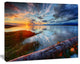 Colorful River Sunset With Log, Seashore Canvas Art Print, 60"x28"