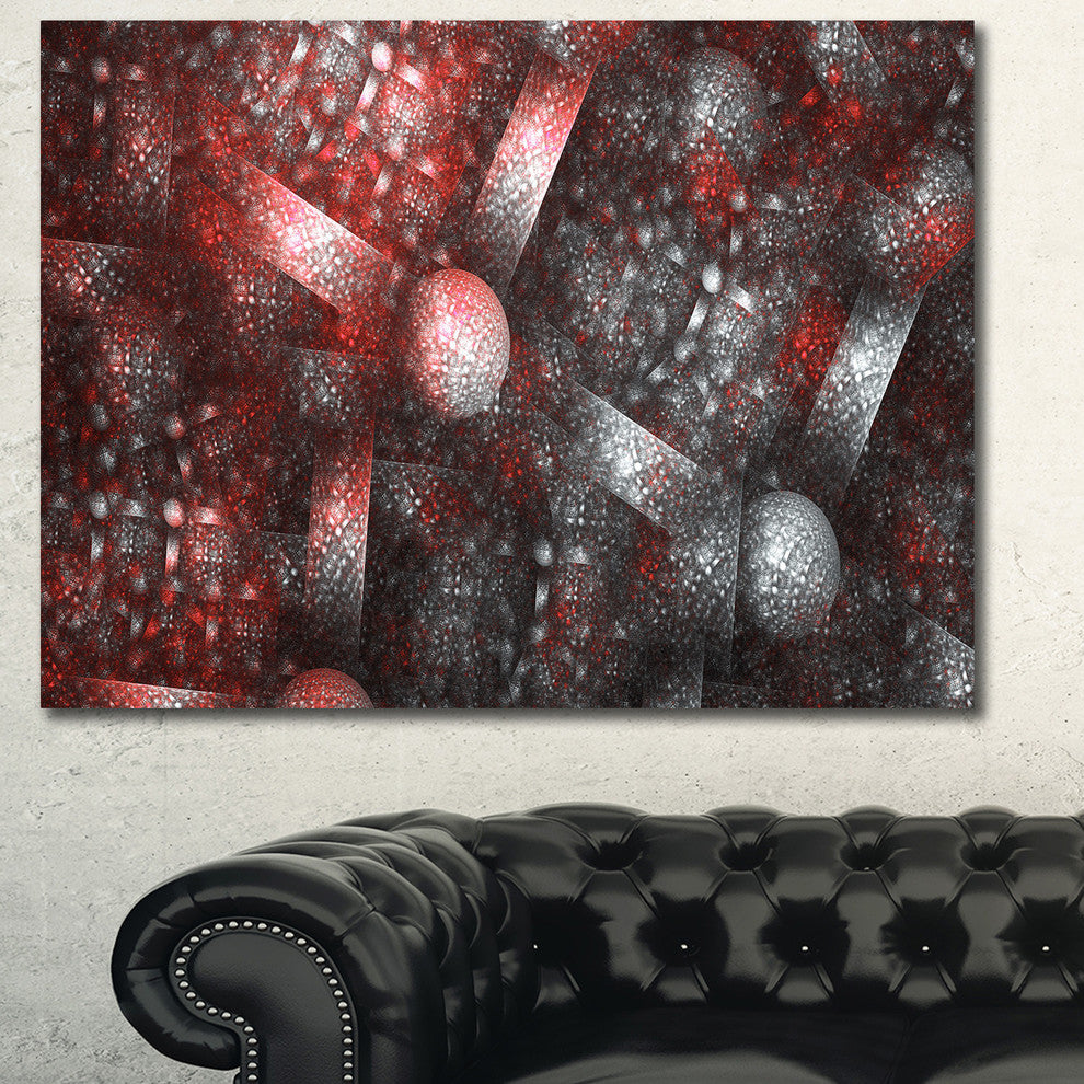 Crystal Cell Red Steel Texture, Oversized Abstract Canvas Art Print, 60x40