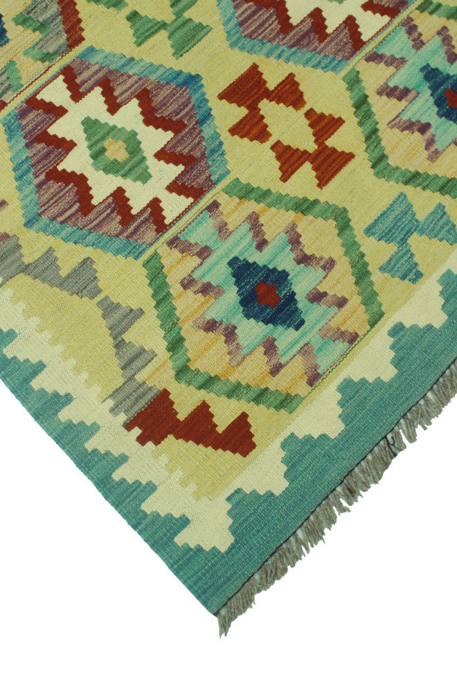Sangat Kilim Zoya Gold/Ivory Rug, 3'4x4'11