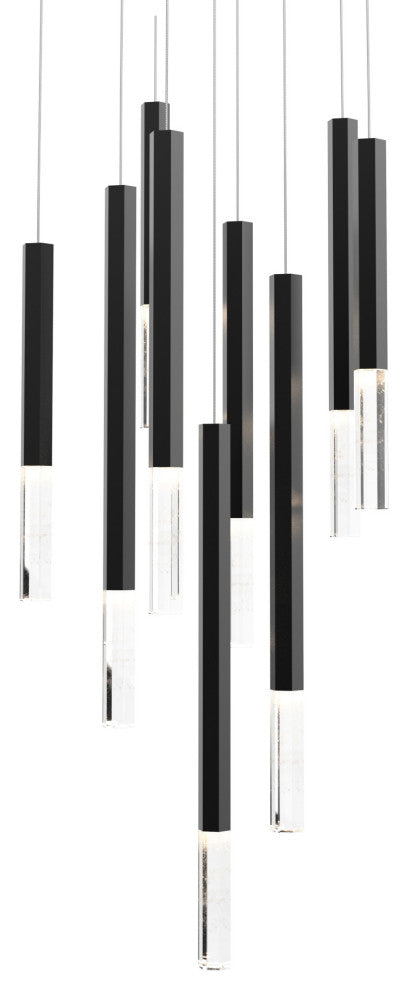 ET2 E11029-95 Diaphane 9 Light 15"W LED Multi Light Pendant - Black