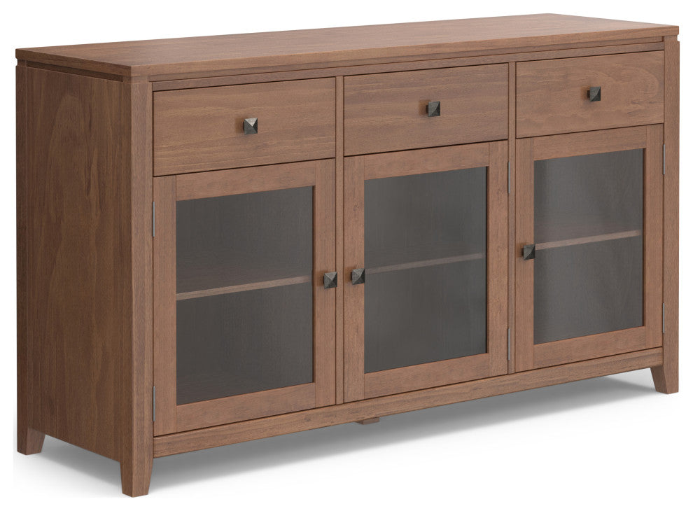 Cosmopolitan Solid Wood Sideboard Buffet, Medium Saddle Brown