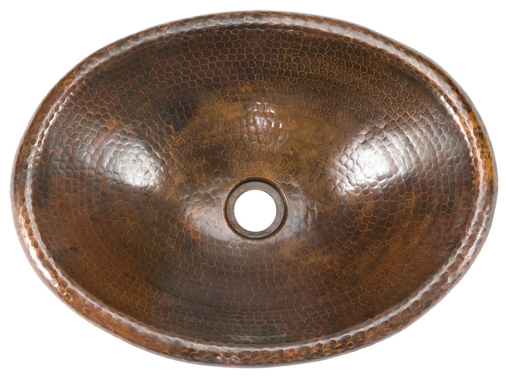 Premier Copper Products BSP2_LO17RDB 17" Self Rimming Copper Sink Package