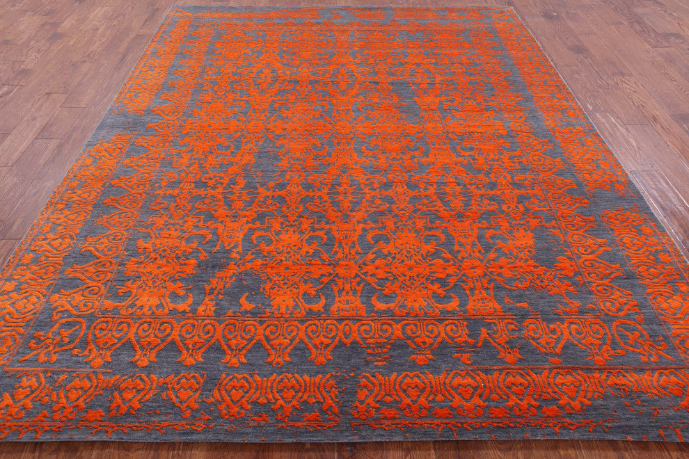 7' 11" X 10' 0" Persian Wool and Silk Hand Knotted Rug Q7091
