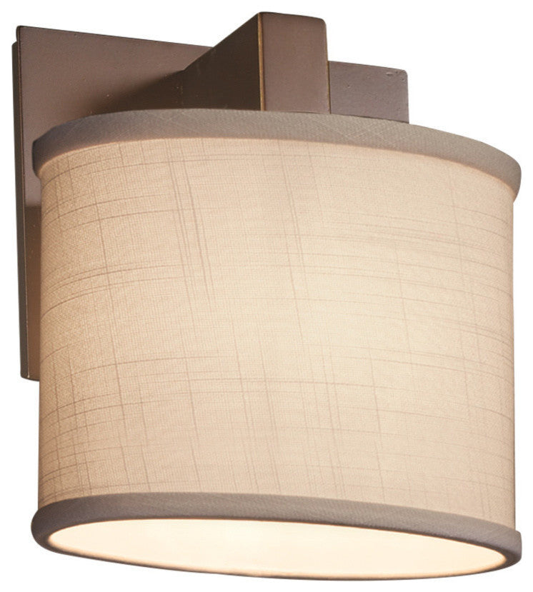 Textile Modular 1-Light Wall Sconce, Oval, Dark Bronze, Cream Fabric Shade
