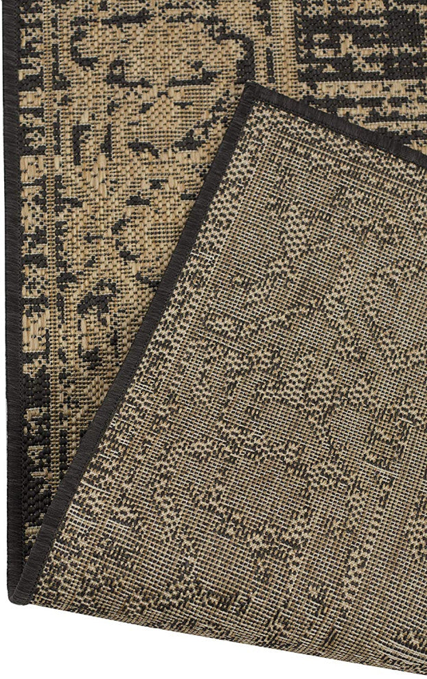 Outdoor Persian Accent Rug - Bacteria Resistant Rug, Charcoal, 7'10"x10'