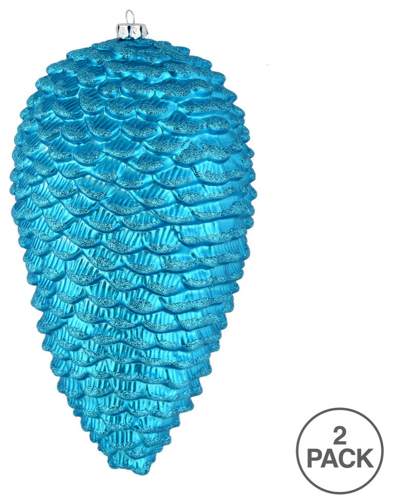 Vickerman N187312D 10" Turquoise Matte Glitter Pinecone Christmas Ornament