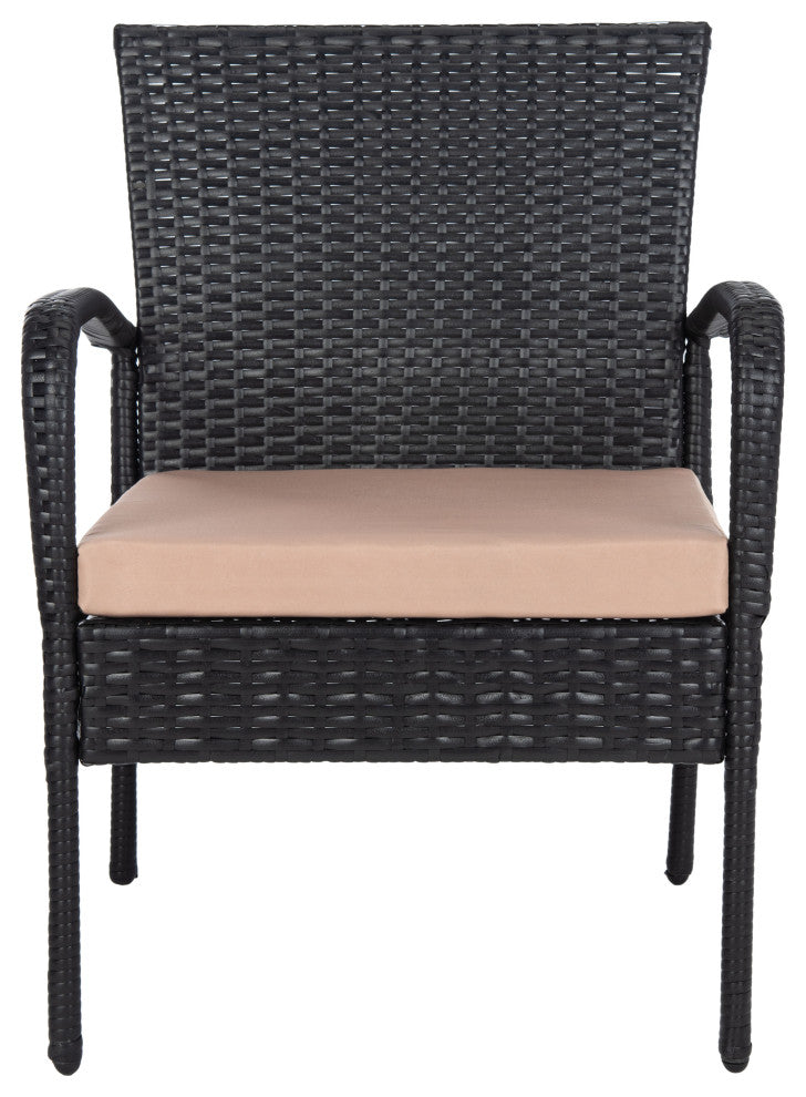 Safavieh Moore 3-Piece Outdoor Lounge Set Black/Beige
