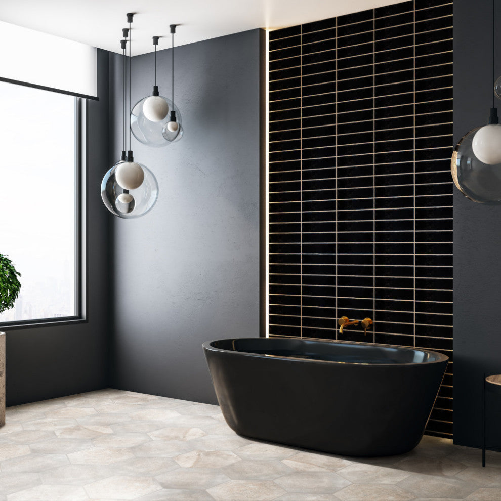 Castillo 3" x 12" Ceramic Wall Tile, Black
