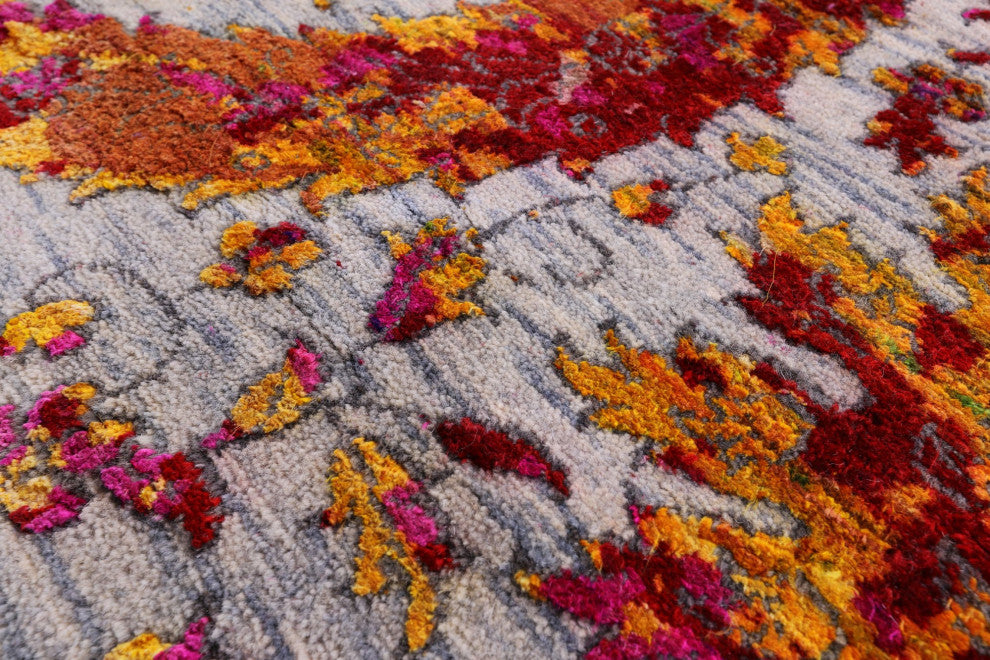 Wool and Silk Persian Sickle Leaf Design Handmade Rug 8' 10" X 11' 11" Q11848