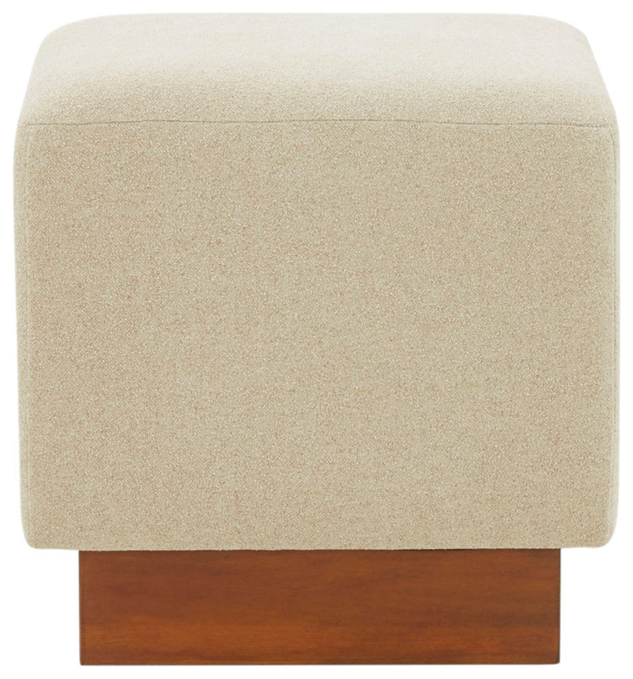 Safavieh Couture Natalya Square Ottoman, Tan/Walnut