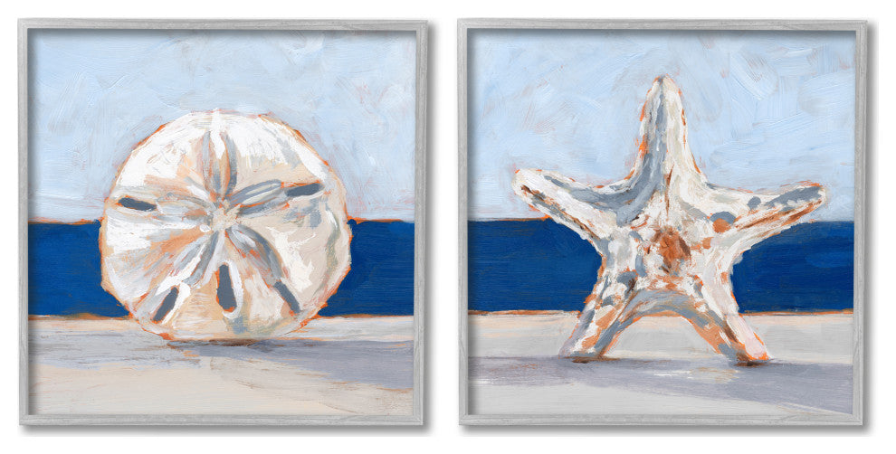 Sea Life Starfish Seashell Painting Beach Marine Animal, 2pc, each 12 x 12