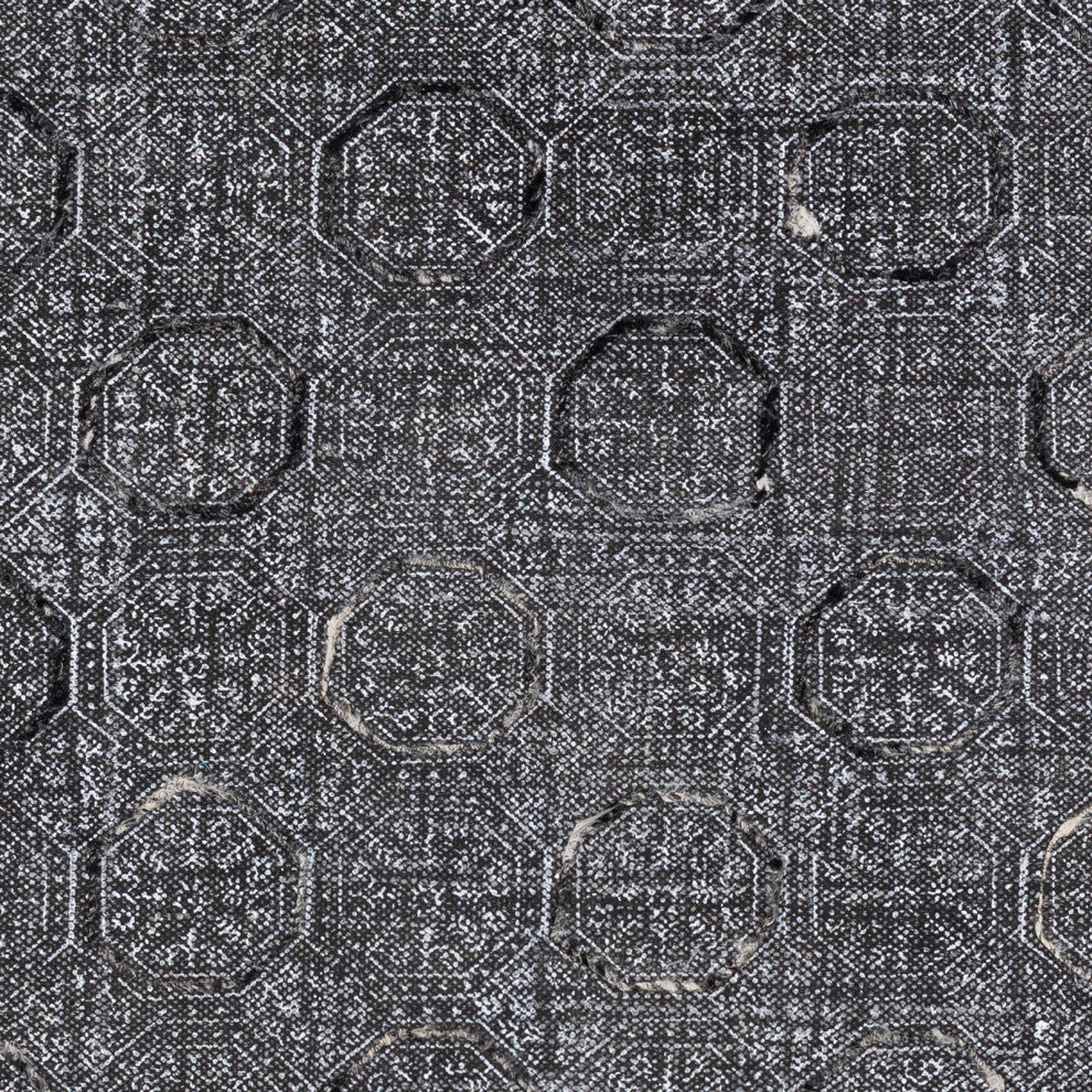 Surya Rajasthan RAJ-2301 8' Round Rug, Black/White/Charcoal/Cream