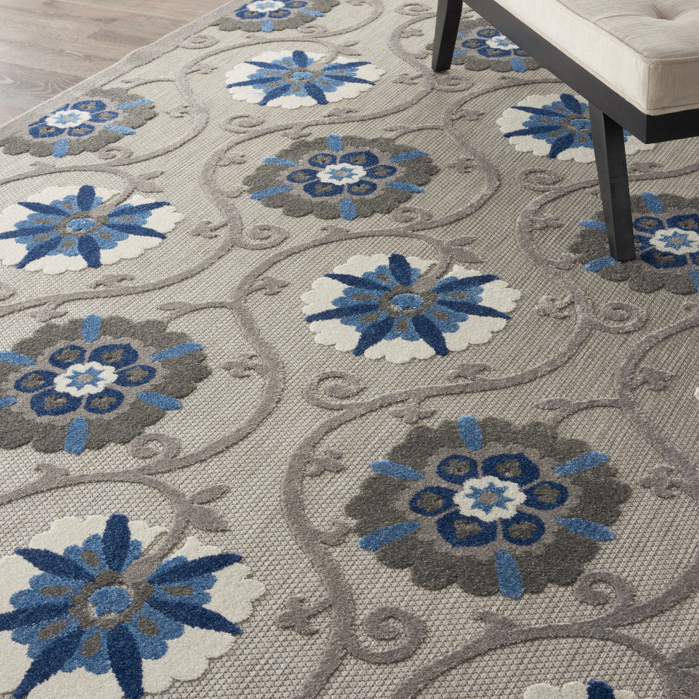 Nourison Aloha 7' x 10' Grey/Blue Contemporary Area Rug