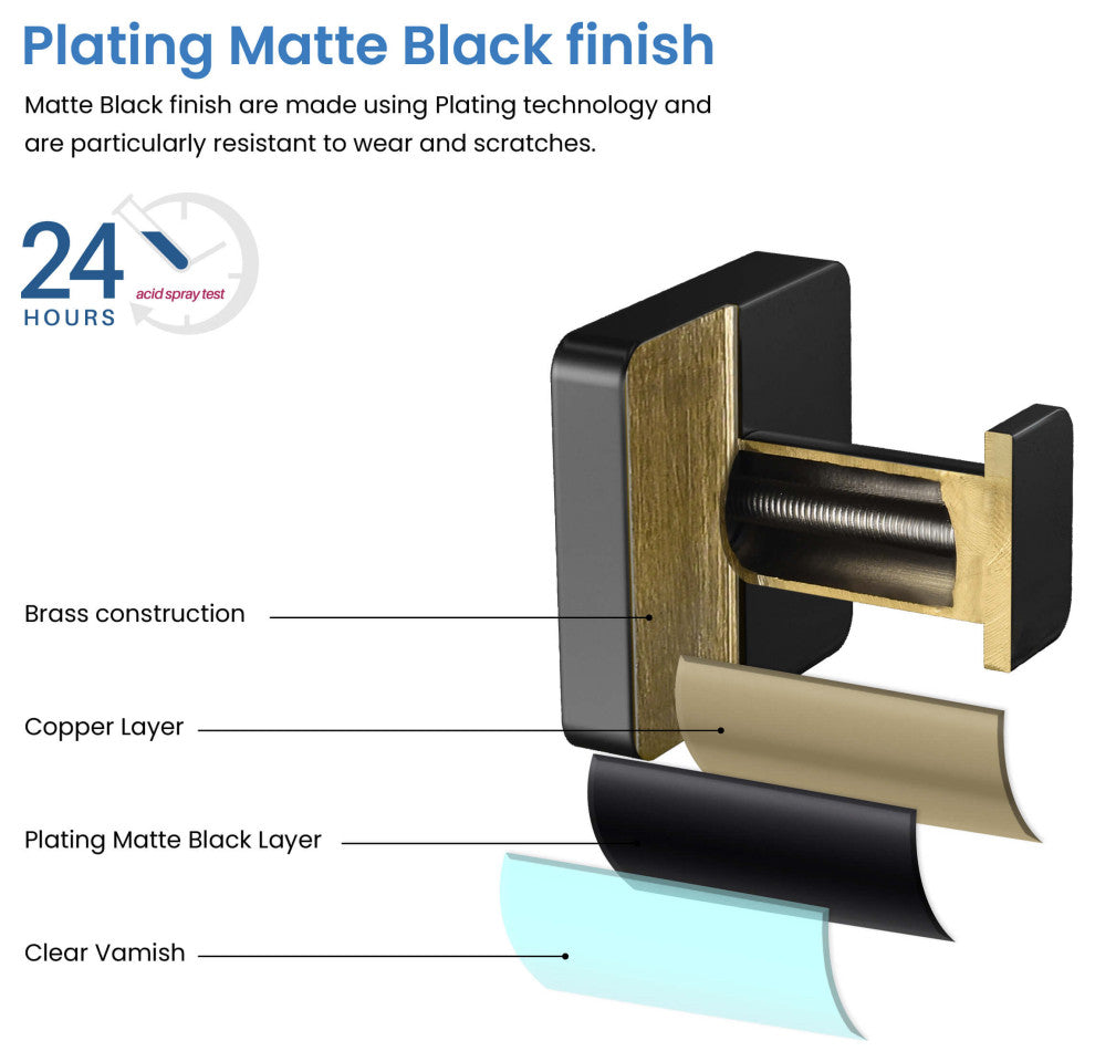 Blaze Bathroom Towel & Robe Hook, Matte Black