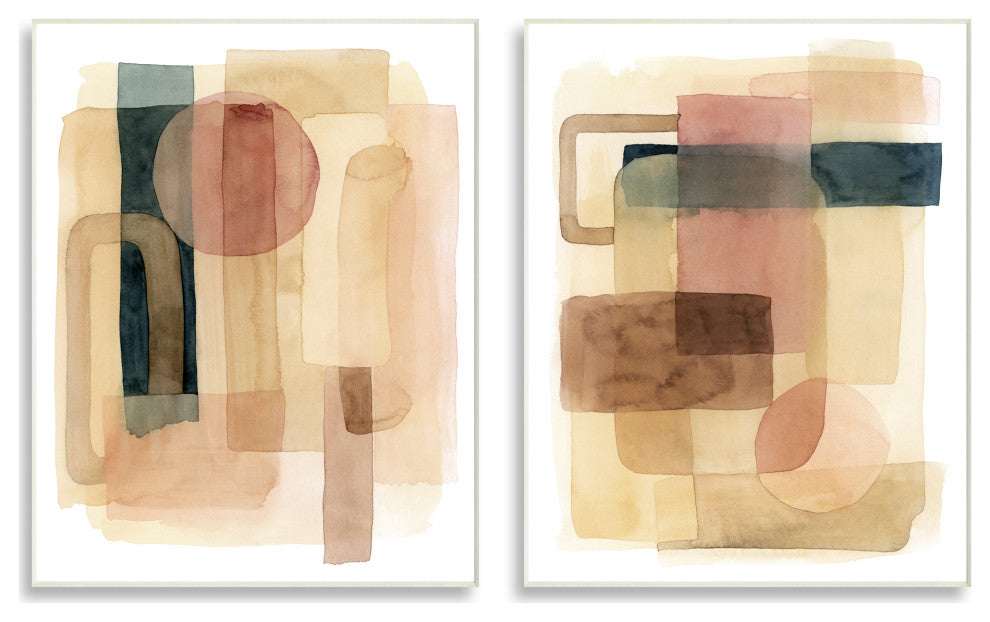 Geometric Shapes Abstract Transparent Clustered Forms Overlapped, 2pc, 13 x 19