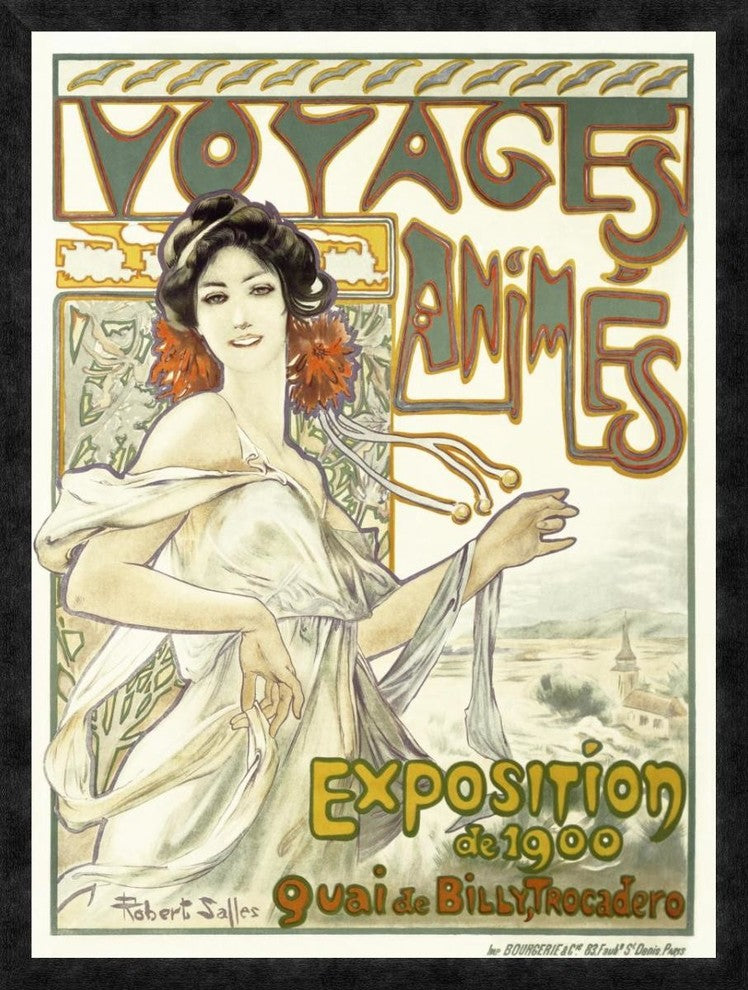 "Voyages Animes" Framed Canvas Giclee by Robert Salles, 29x38"