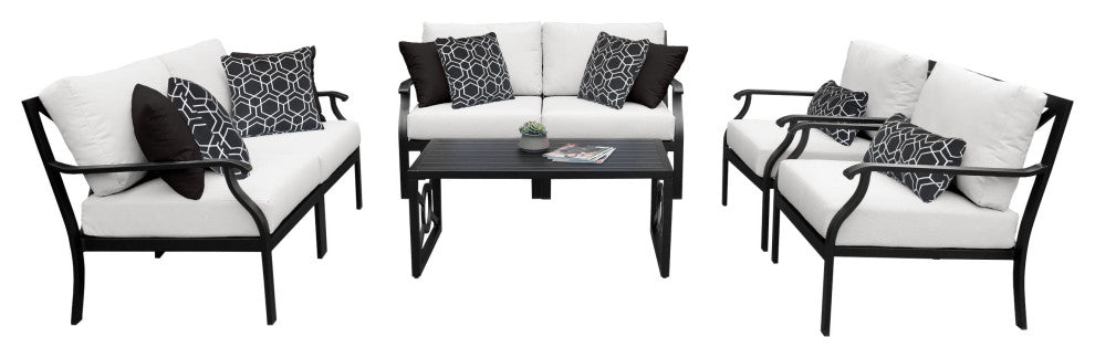 kathy ireland Madison Ave. 7 Piece Aluminum Patio Furniture Set 07e, Alabaster