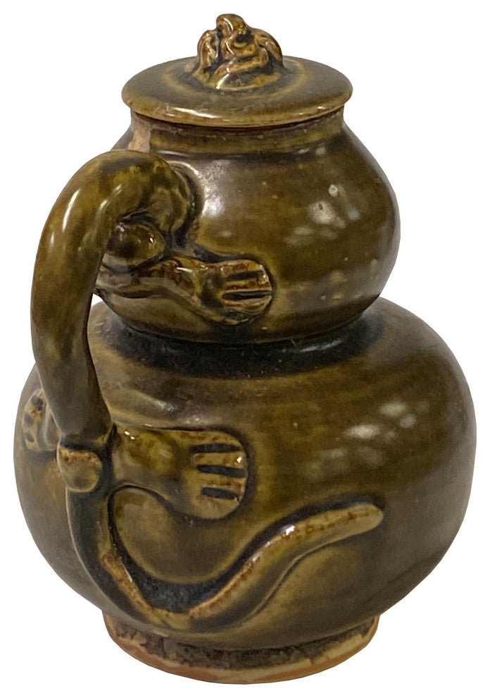 Chinese Ware Brown Glaze Pattern Ceramic Jar Vase Display Art Hws3023