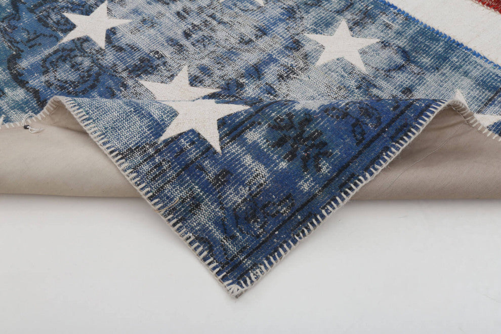 Rug N Carpet - Hand-knotted Anatolian 6' 7'' x 9' 10'' Flag Patchwork Rug