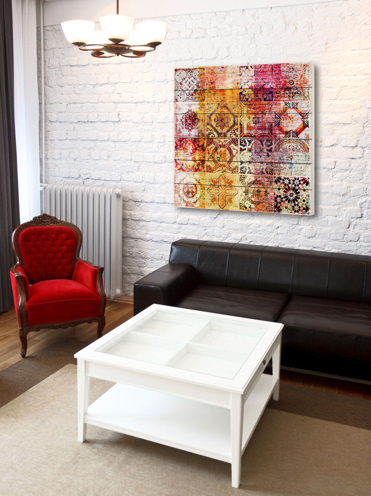"Nador" Wall Art on White Wood, 32"x32"