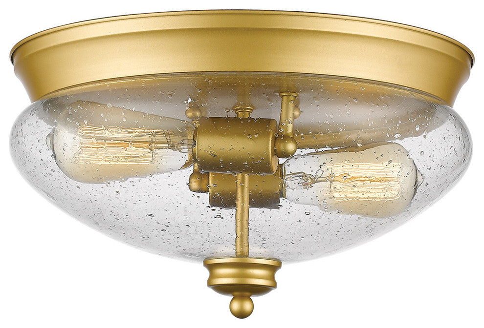 2 Light Flush Mount Satin Gold