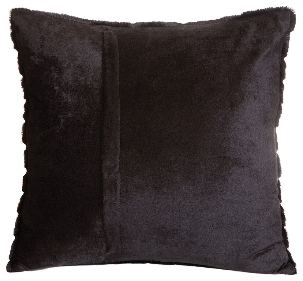 Faux Fur Throw Pillow 18"X18" With Insert, Black Striped Mink