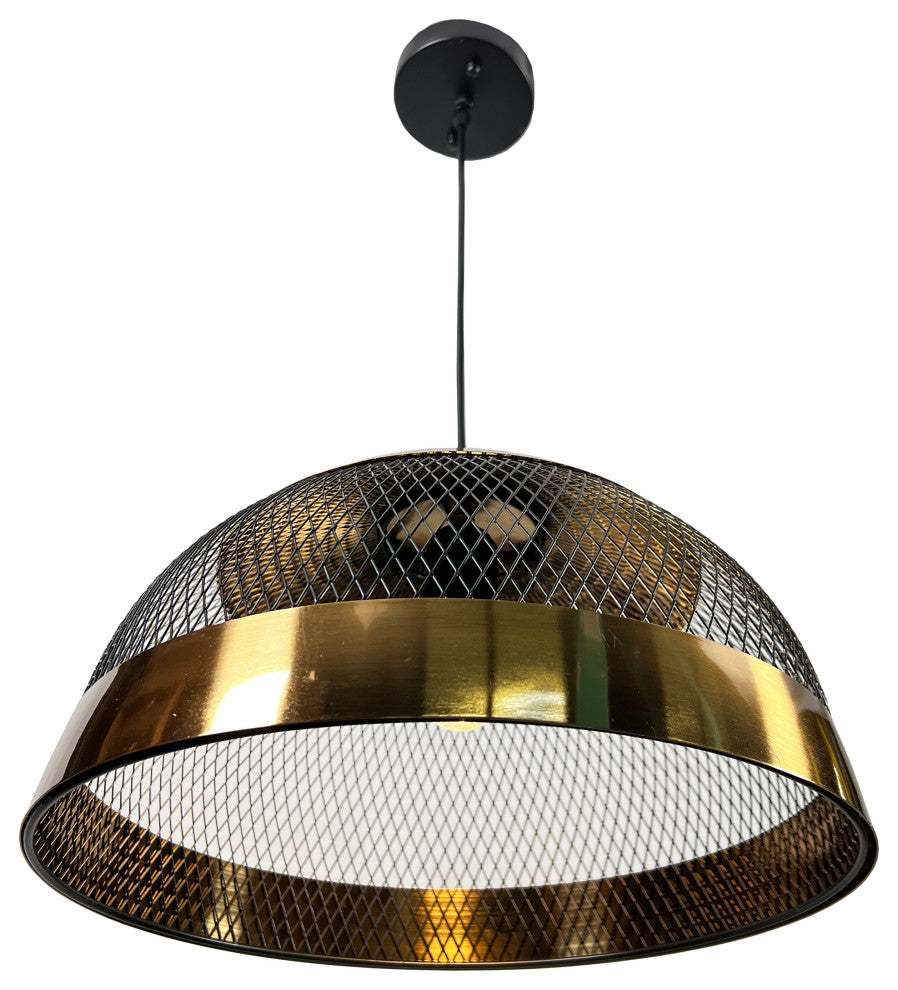 Izamal 1-Light Brass & Black Dome Pendant