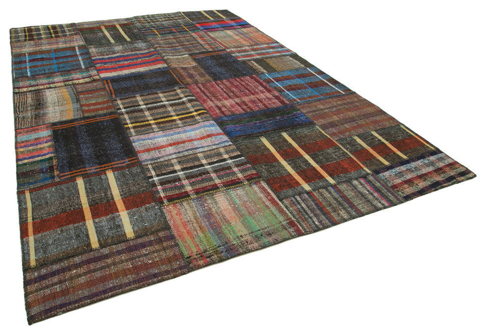 Rug N Carpet - Handmade Turkish 8' 2'' x 11' 10'' Wool Patchwork Kilim Rug