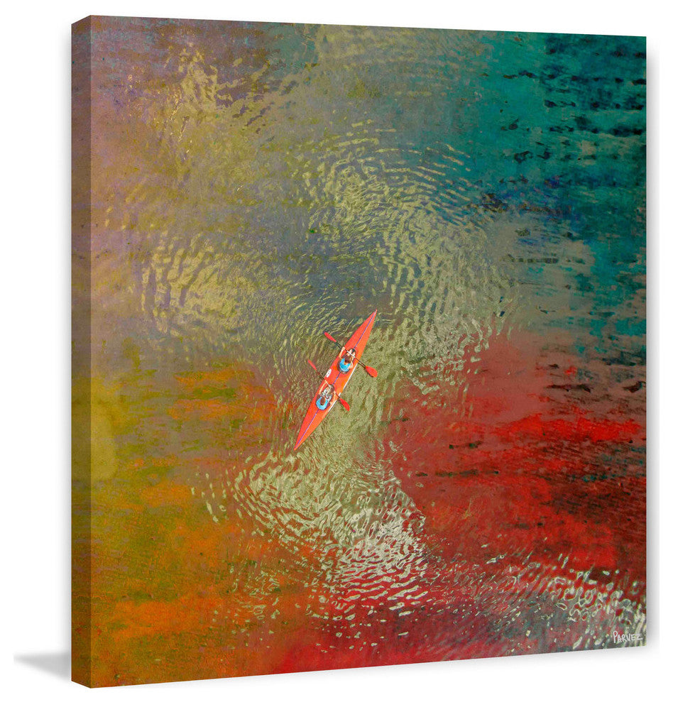 "Red Kayak" Painting Print on Wrapped Canvas, 24"x24"