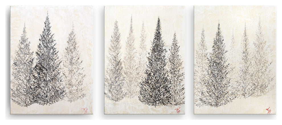 Monoscape XXVIII' 3 Piece Wrapped Canvas Wall Art Set by Karen Biery, 16"x12"