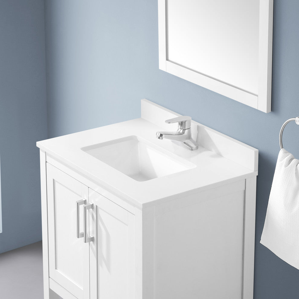 Ove Decors Vegas Single Sink Bathroom Vanity Set With Countertop, White, White, 30"