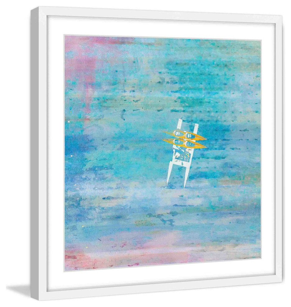 "Orange Kayaks" Framed Painting Print, 24"x24"